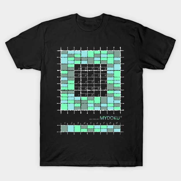 Mydoku_W001_H001_003_F: Sudoku, Sudoku coloring, logic, logic puzzle, holiday puzzle, fun, away from screen T-Shirt by Mydoku